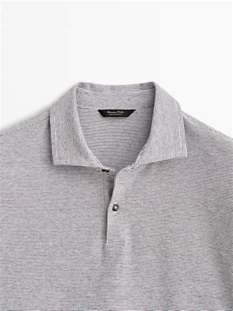 Striped Cotton Polo Shirt in Ice 